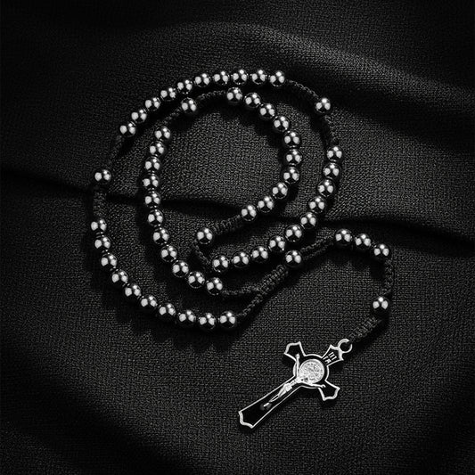 Hematite Black Rosary Necklace