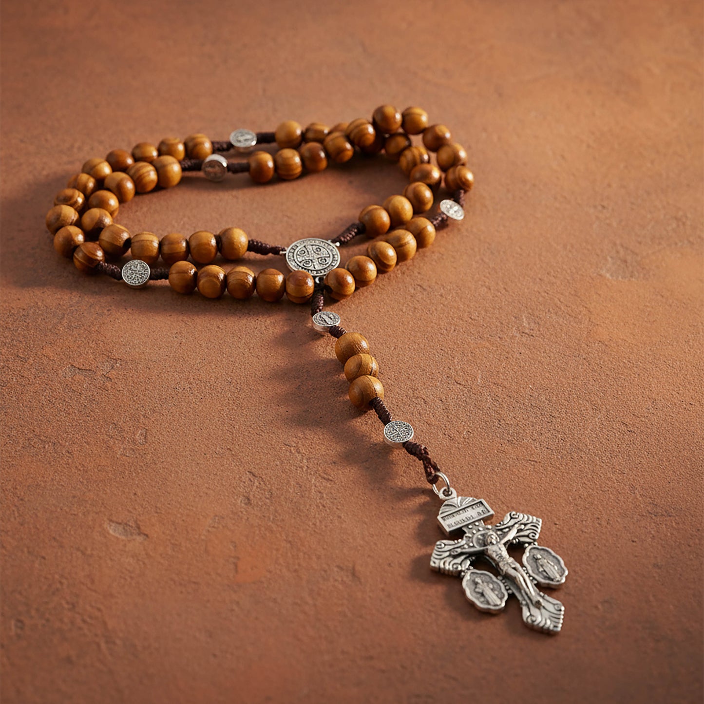 Wood Rosary Necklace Pardon Crucifix