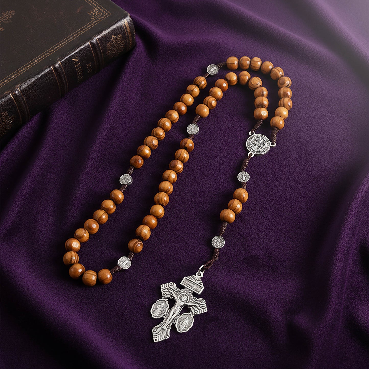 Wood Rosary Necklace Pardon Crucifix