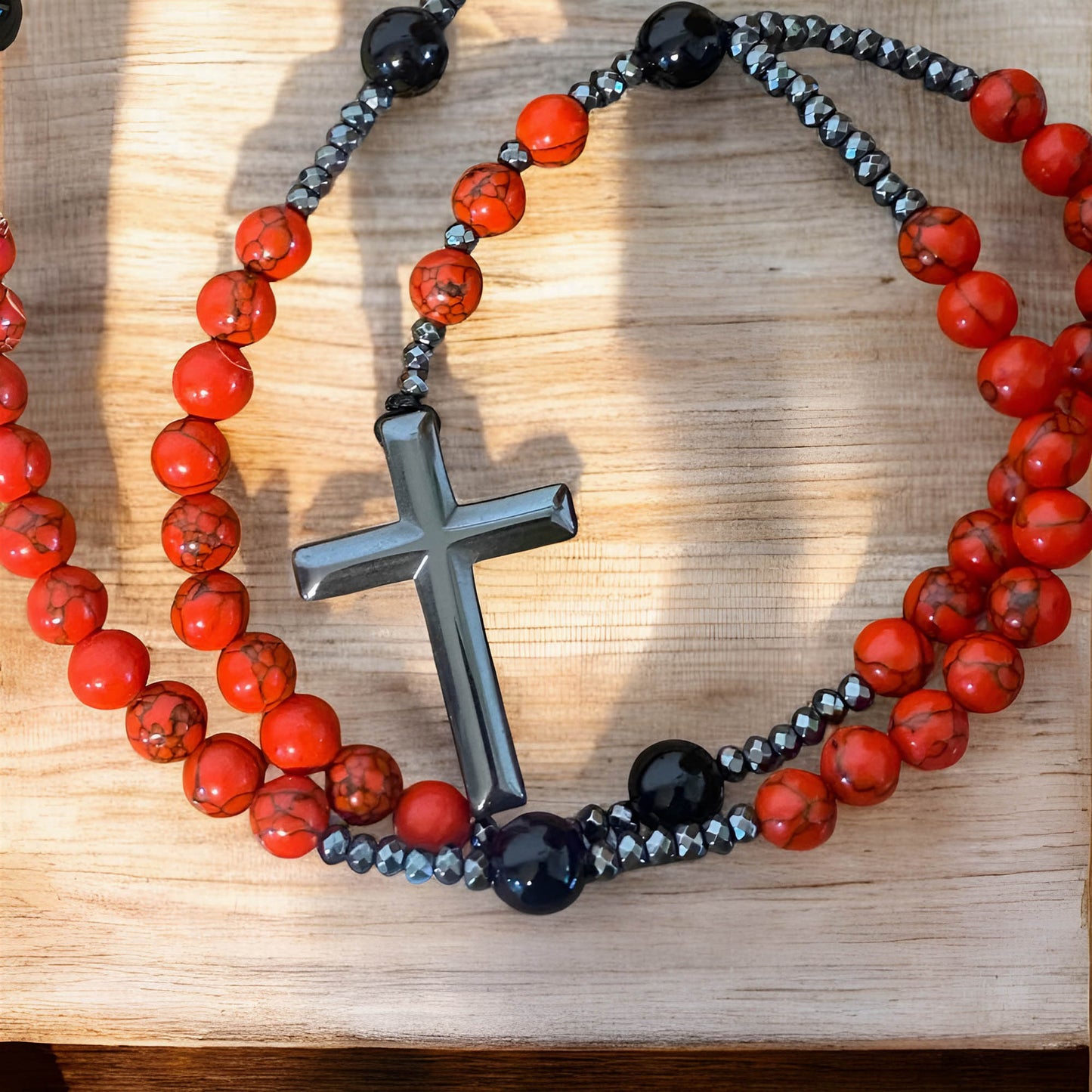 Red Turquoise Rosary Necklace
