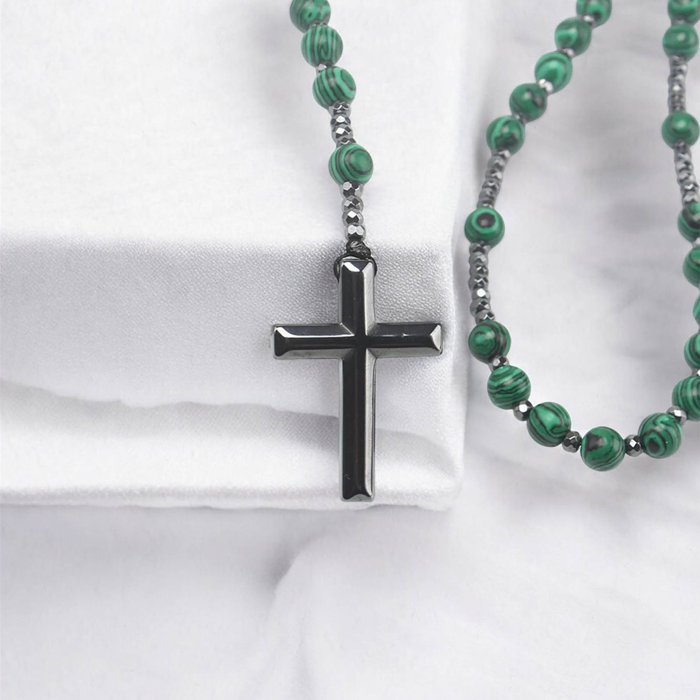 Natural Malachite Rosary Necklace