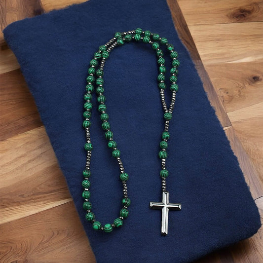 Natural Malachite Rosary Necklace