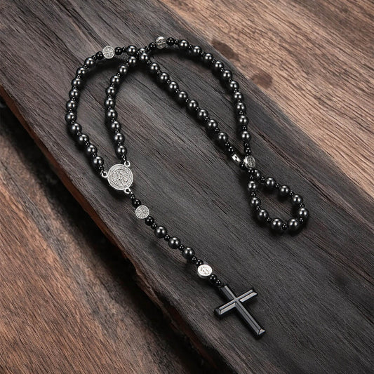 Hematite Black Rosary Necklace