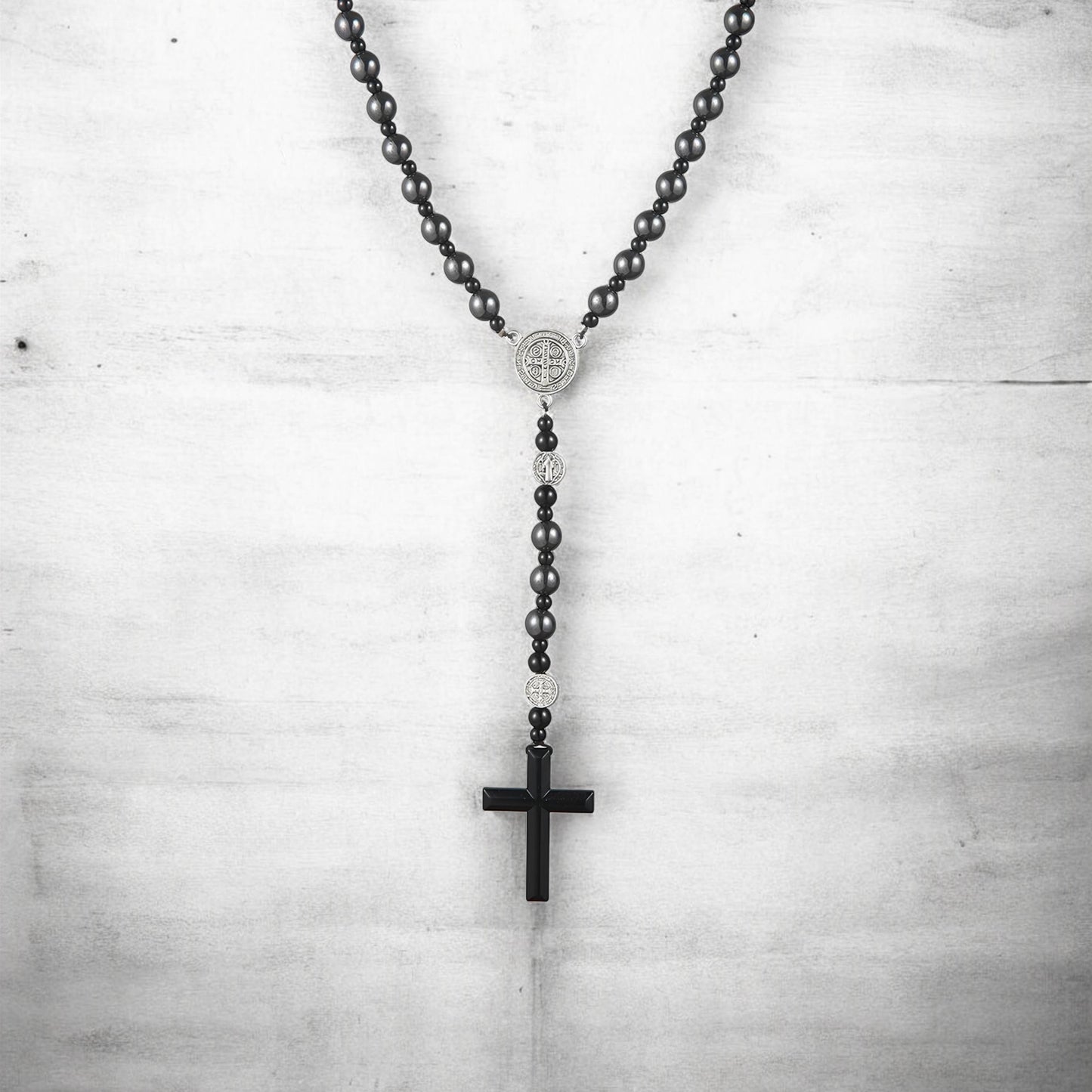 Hematite Black Rosary Necklace
