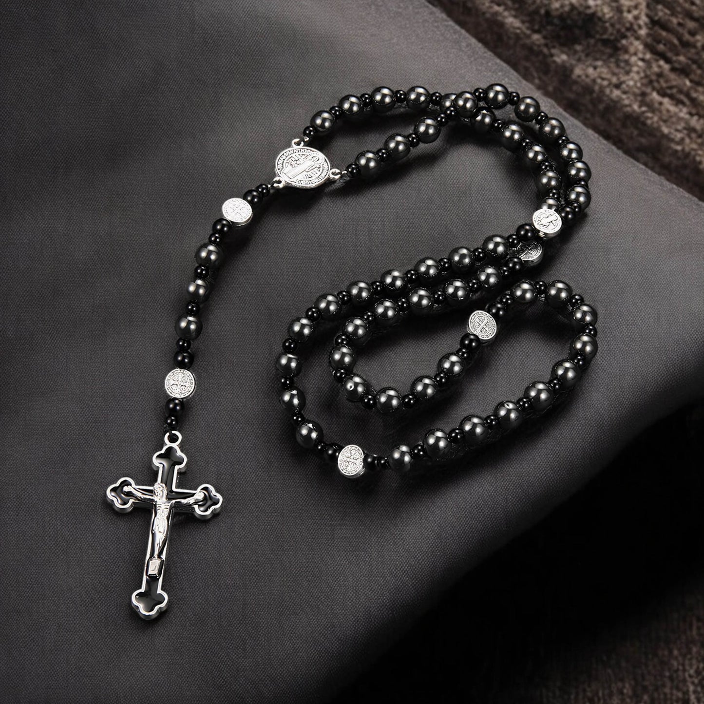 Hematite Black Rosary Necklace