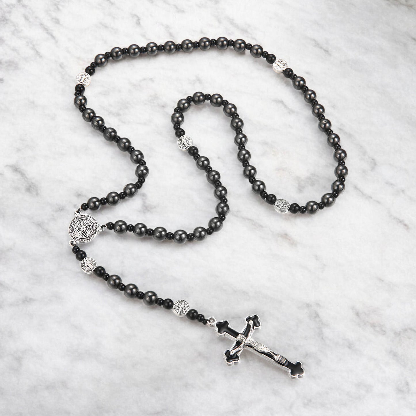 Hematite Black Rosary Necklace