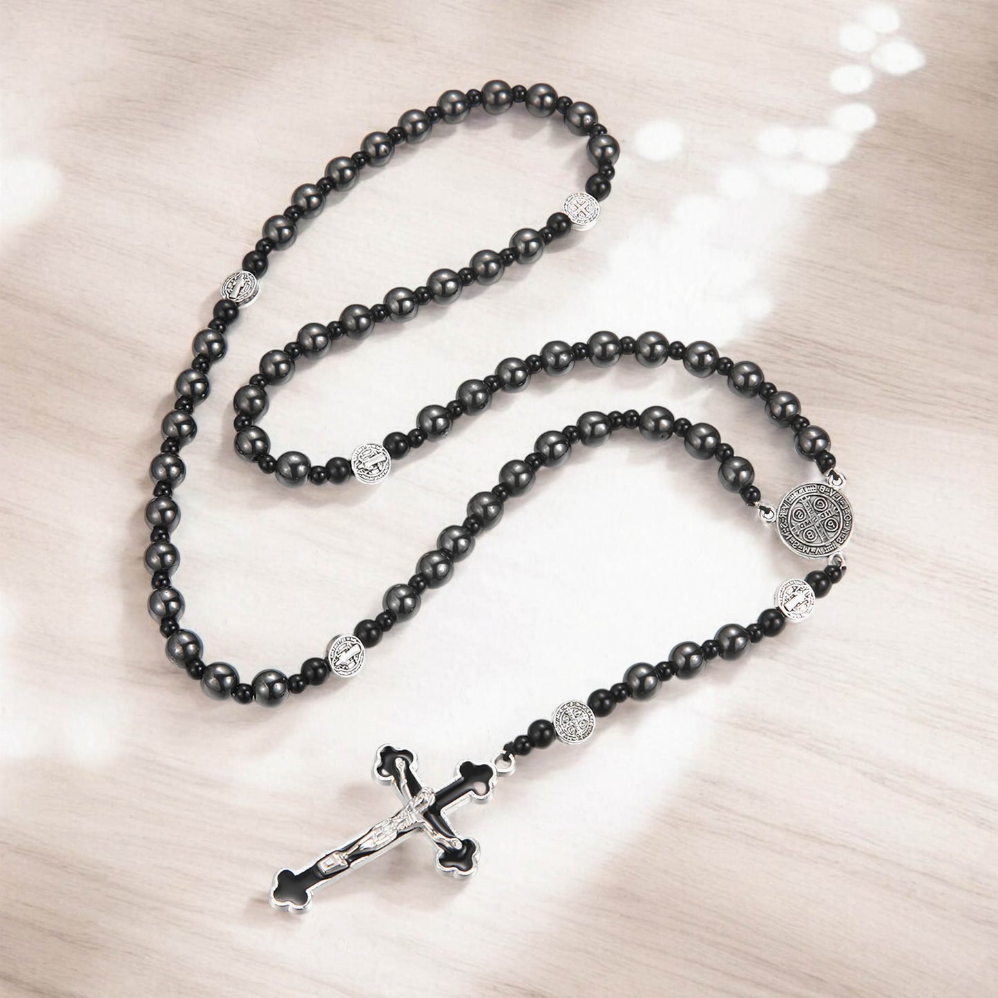 Hematite Black Rosary Necklace