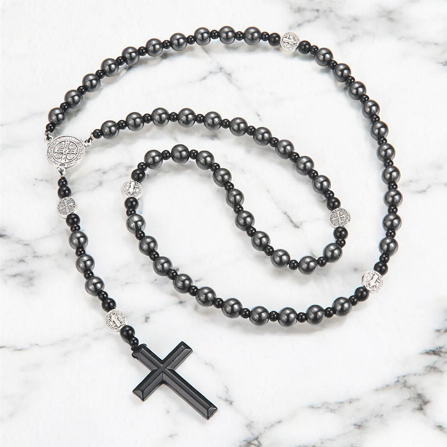 Hematite Black Rosary Necklace