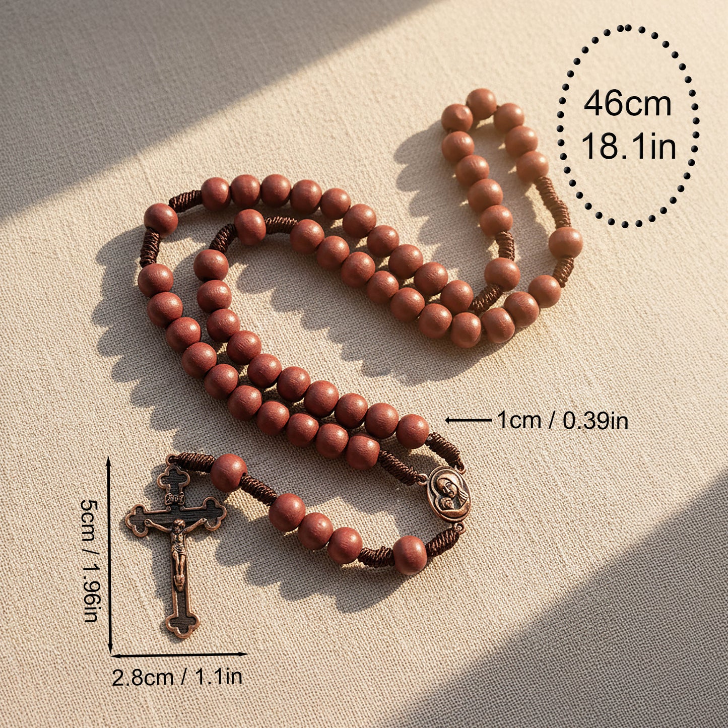 Red Wood Rosary Necklace Our Lady
