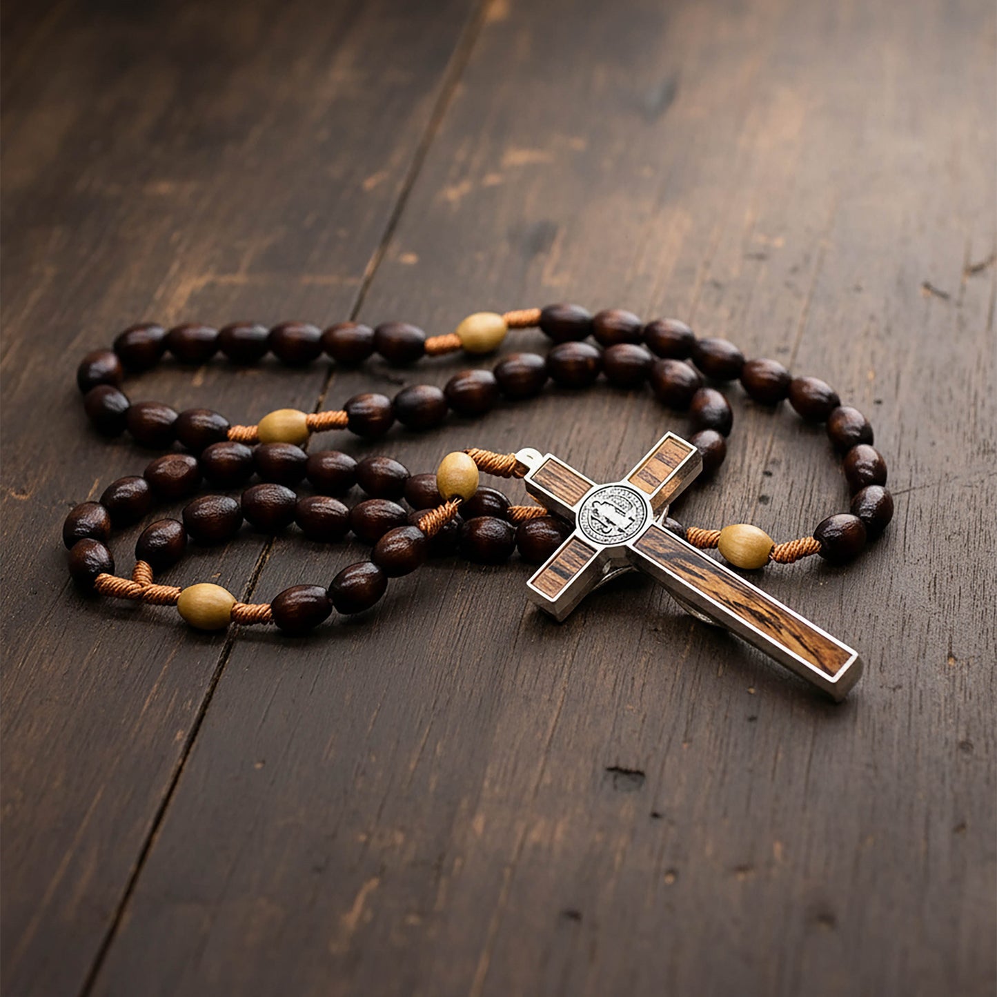 Wooden Rosary St Benedict