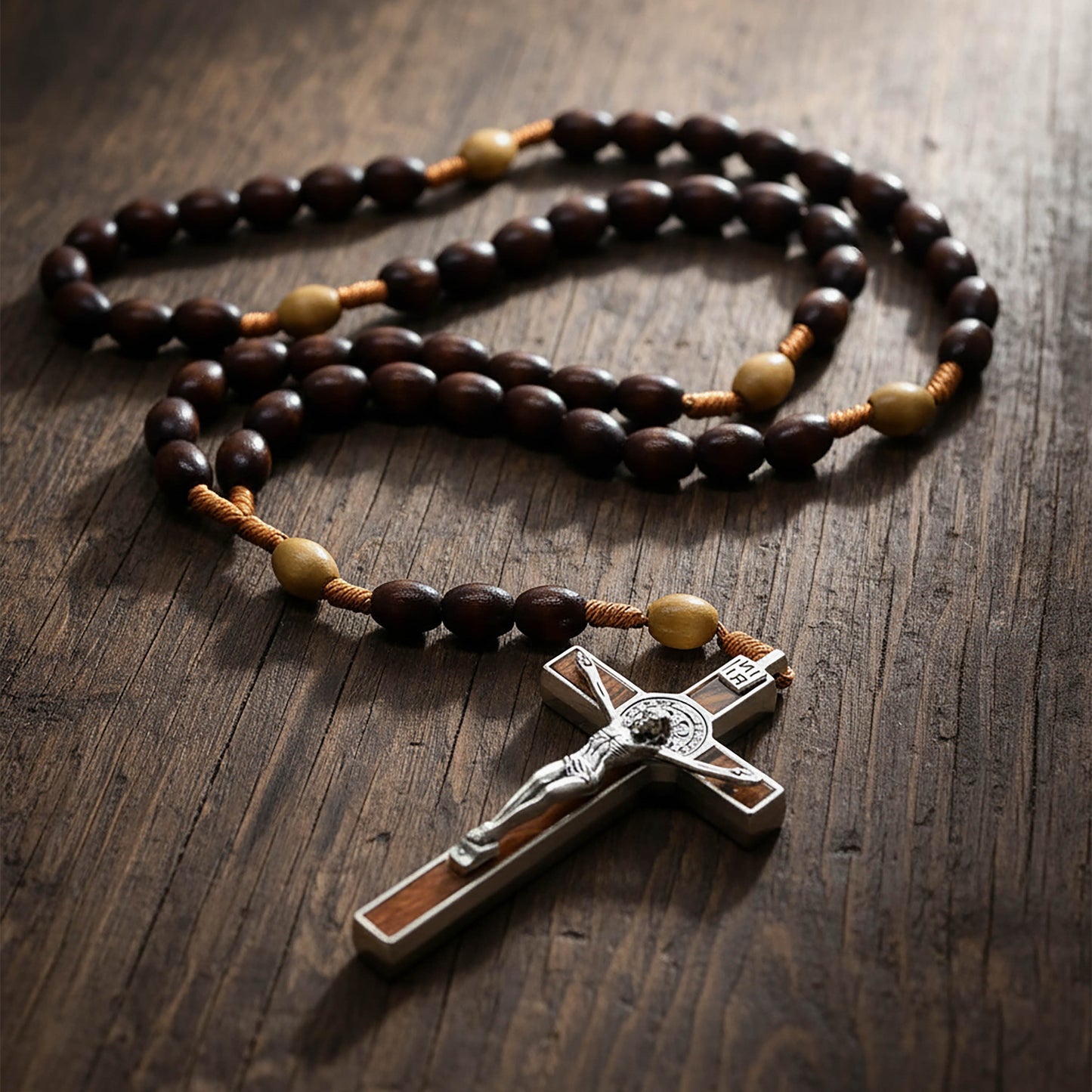 Wooden Rosary St Benedict