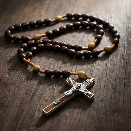 Wooden Rosary St Benedict