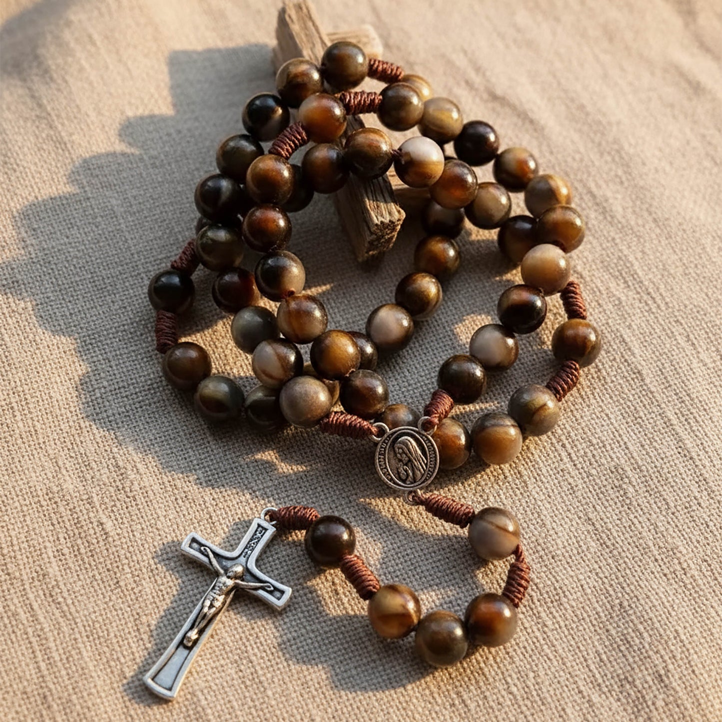 Brown Rosary Necklace Our Lady