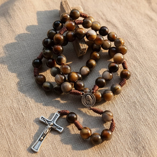 Brown Rosary Necklace Our Lady