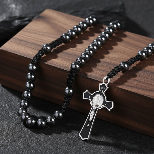 Hematite Black Rosary Necklace