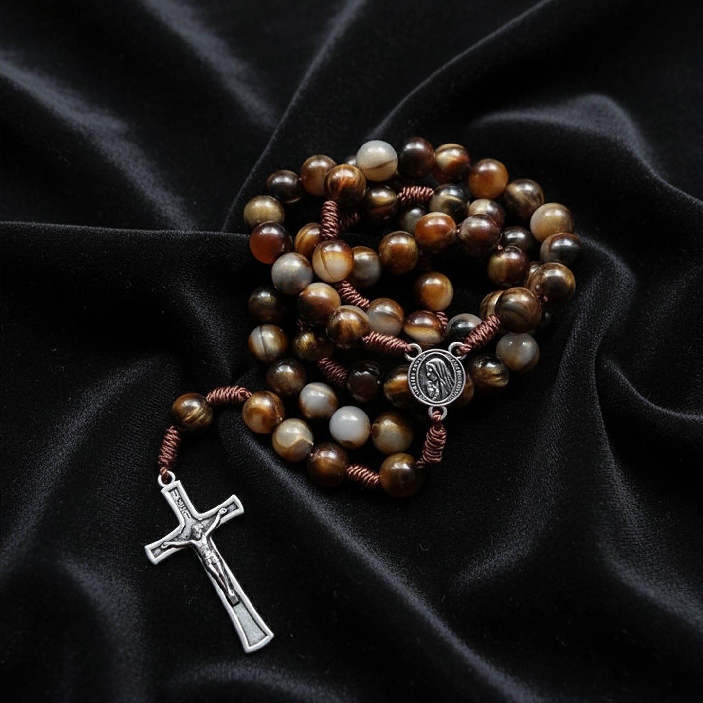 Brown Rosary Necklace Our Lady