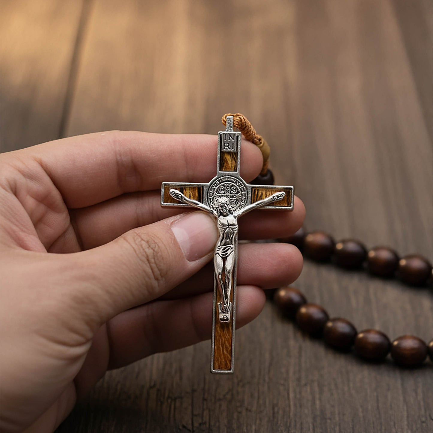 Wooden Rosary St Benedict