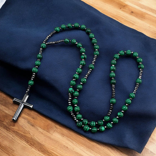 Natural Malachite Rosary Necklace