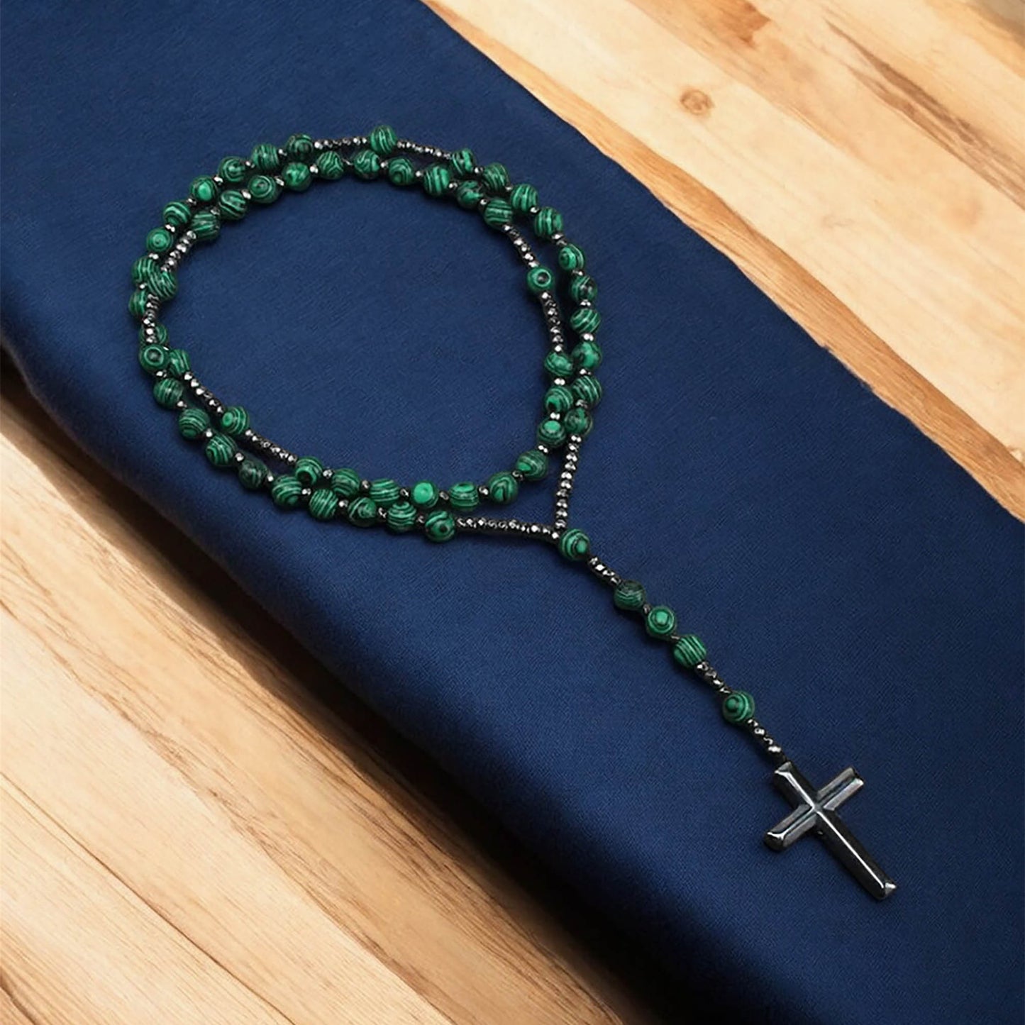 Natural Malachite Rosary Necklace