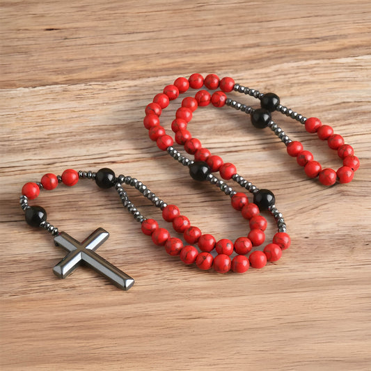 Red Turquoise Rosary Necklace