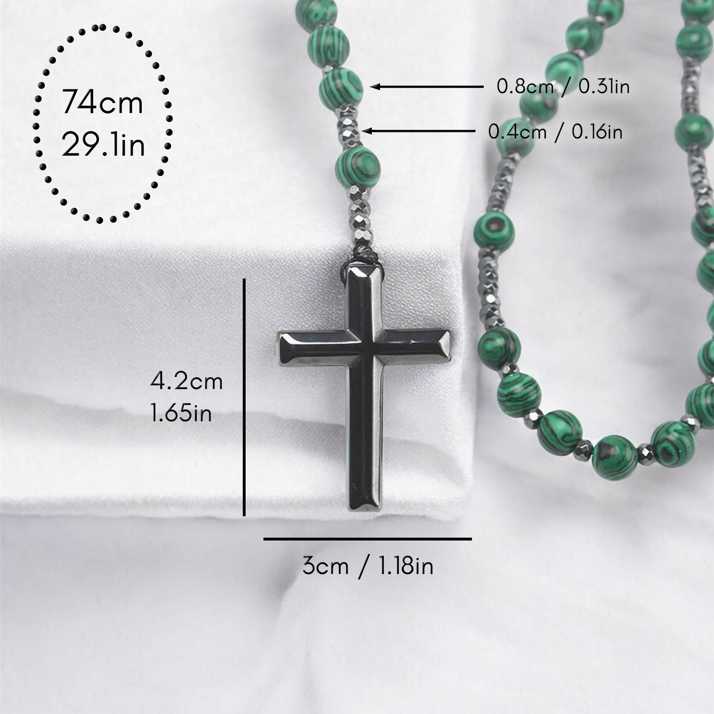 Natural Malachite Rosary Necklace
