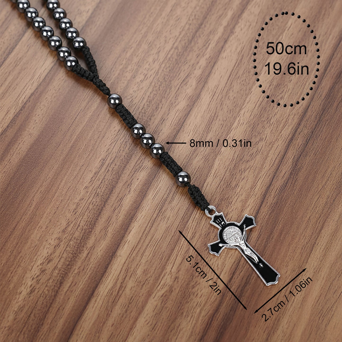 Hematite Black Rosary Necklace